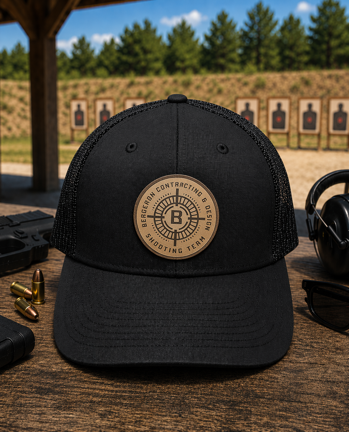 Bergeron Shooting Team Black 6 Panel Trucker Hat