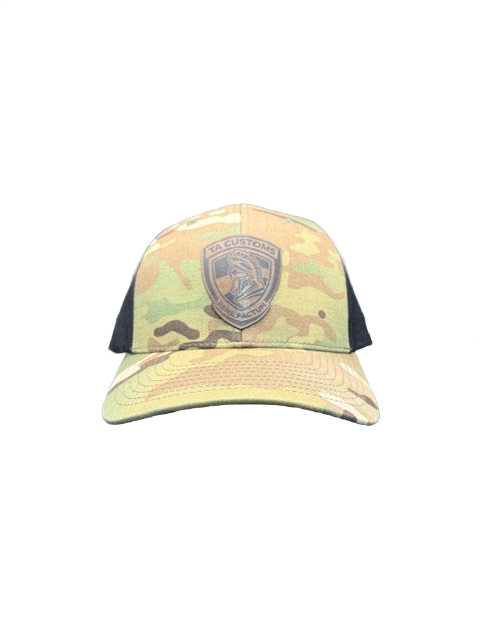 Camo 6 Panel Mesh Hat With Leather Patch