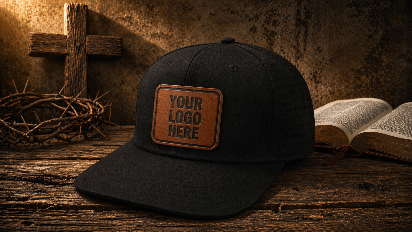 6 Panel Perforated Hat With Leather