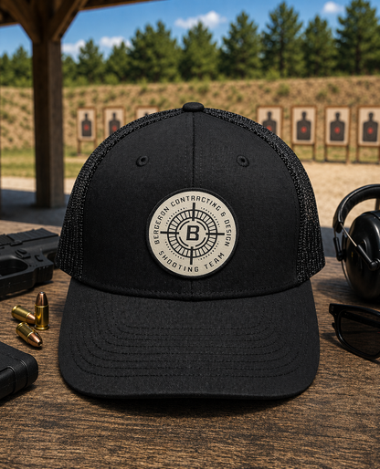 Bergeron Shooting Team Black 6 Panel Trucker Hat