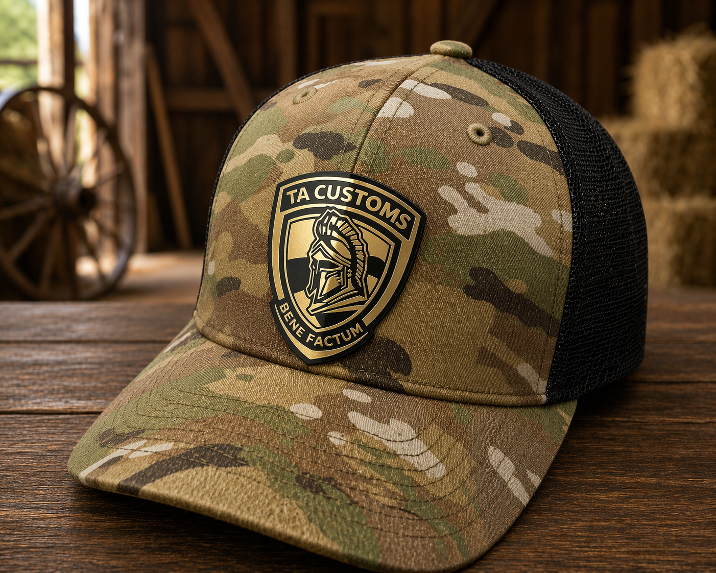 Camo 6 Panel Mesh Hat With Acrylic Patch