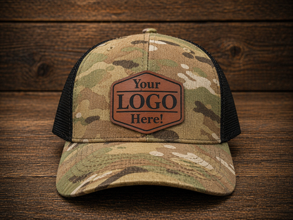 Camo 6 Panel Mesh Hat With Leather Patch