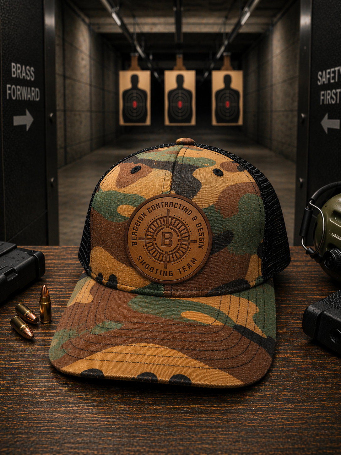 Team Bergeron 6 Panel Woodland Camo Leather Patch