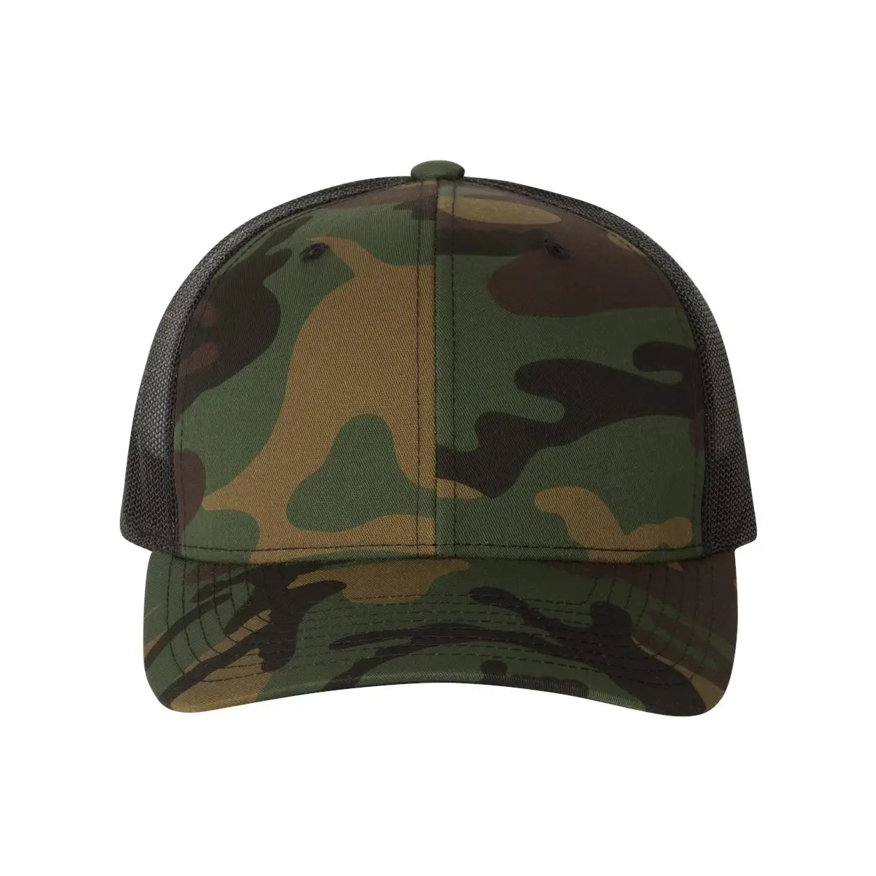 Camo Trucker Hat With Leather Patch