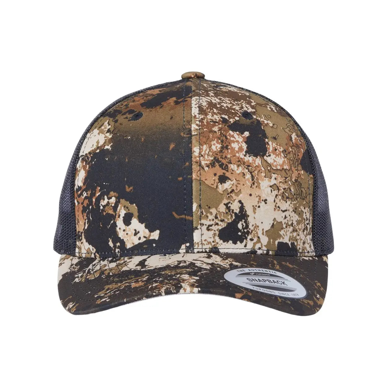 Camo Trucker Hat With Leather Patch